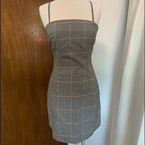 Black/White/Orange Plaid Dress